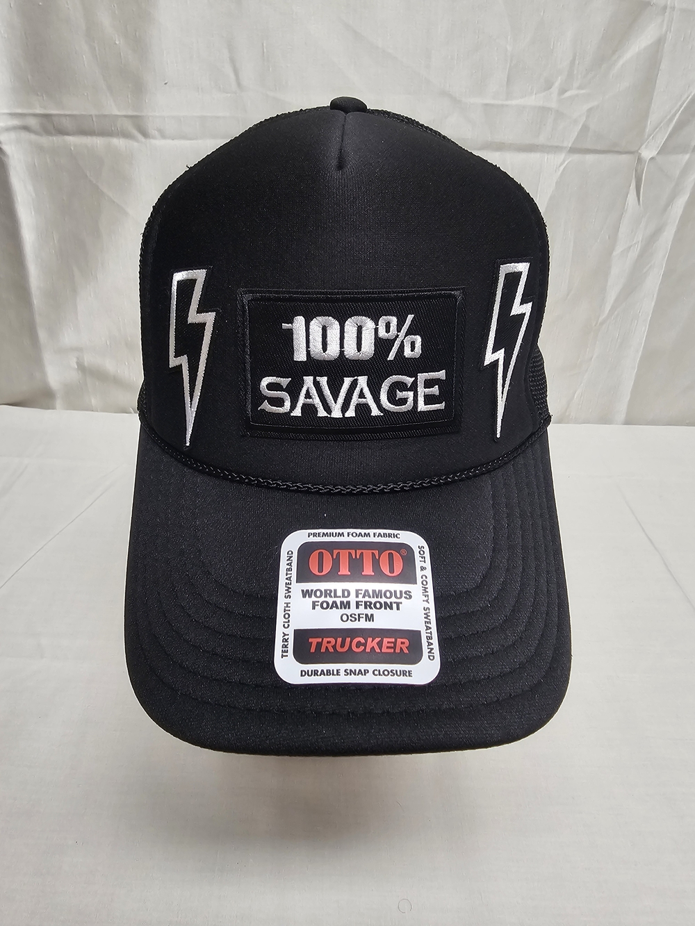 New 100% SAVAGE Black Trucker Hat-OSFM